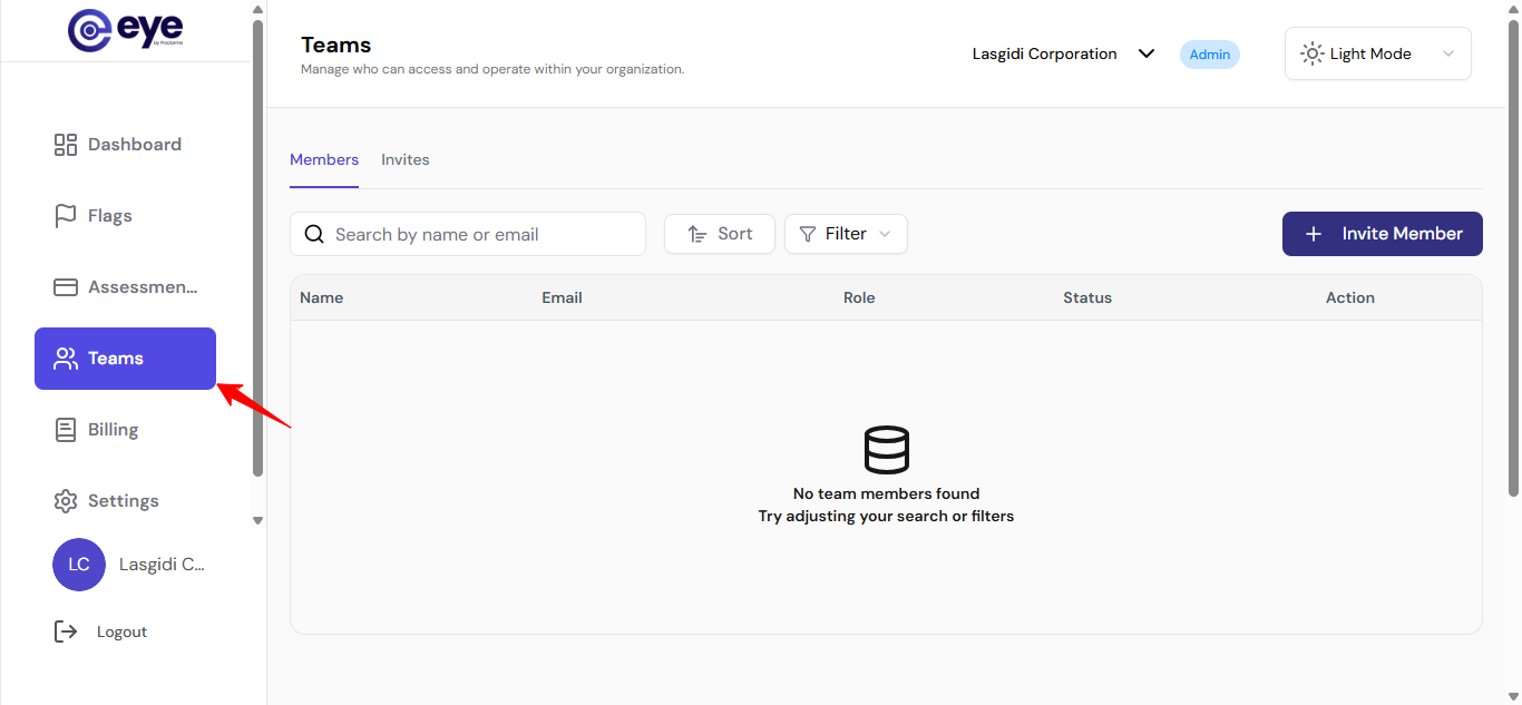 Teams item in the side navigation bar
