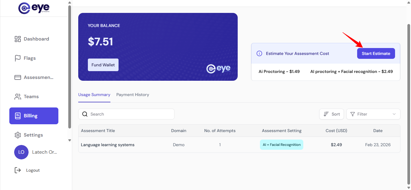 Start Estimate button