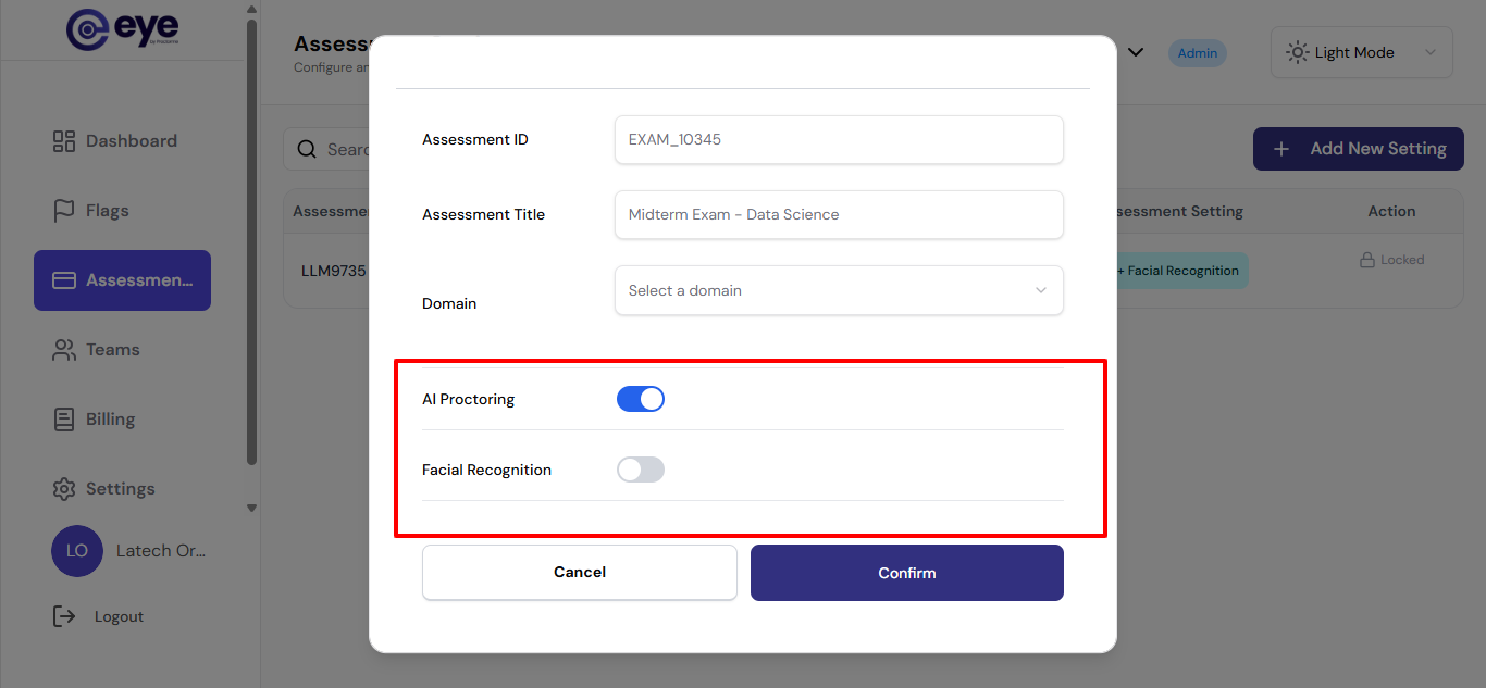 Configure proctoring settings